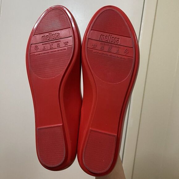Melissa Red gold heart jelly Valentine space love slip on rubber flats size US 8 - Picture 4 of 8